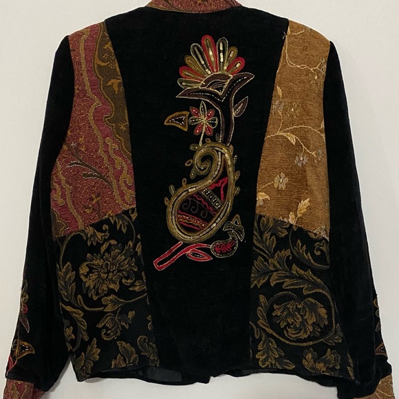 Vintage Dress Barn Luxury Floral Sequins Embroidered Blazer Jacket - Picture 5 of 8